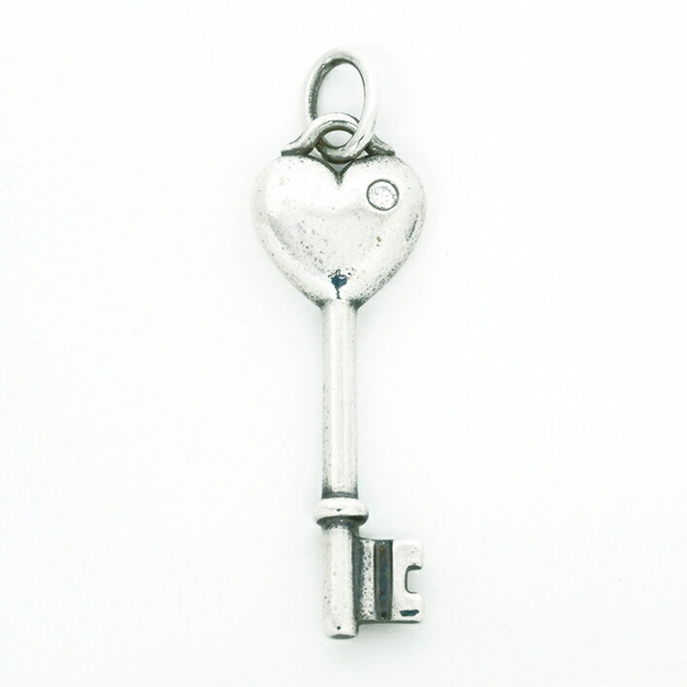 Tiffany Diamond Heart Key Silver Pendant Top